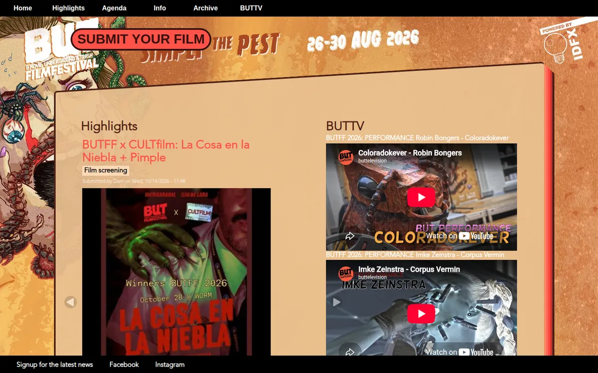 Website van het BUT Film Festival